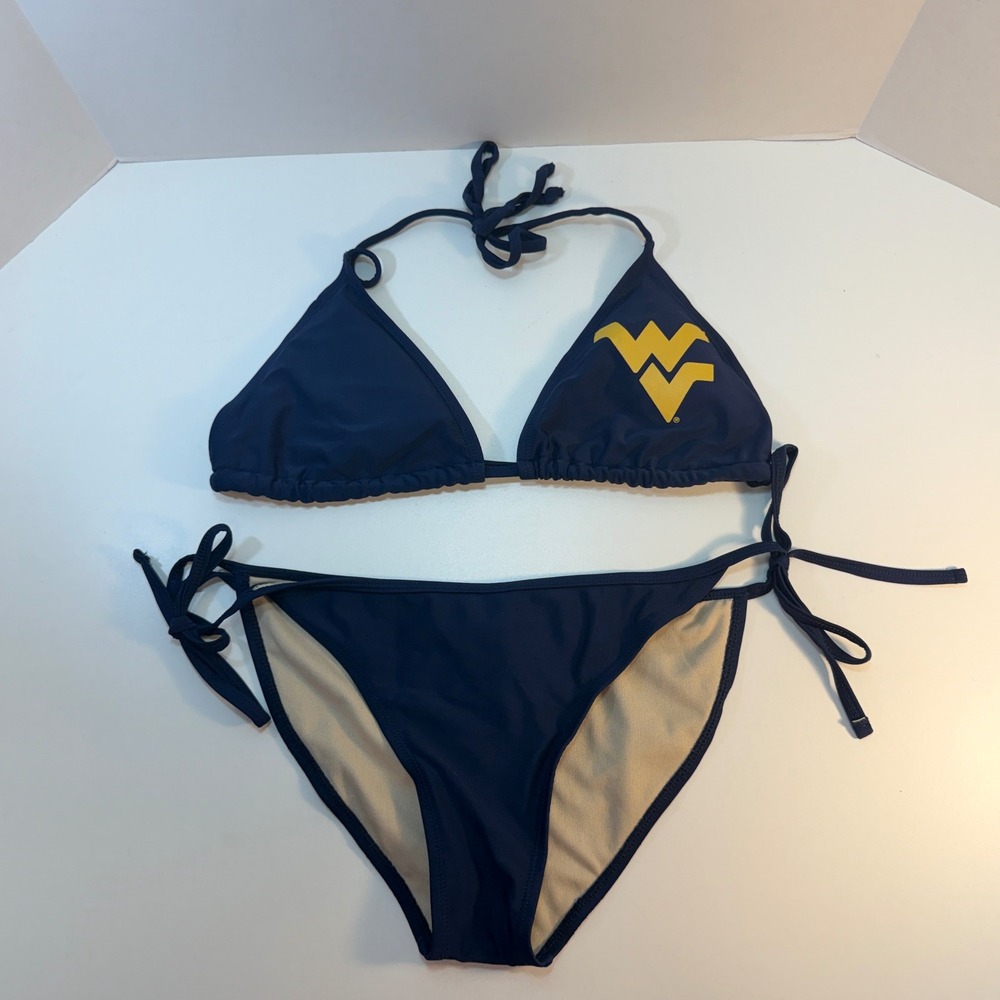West Virginia Mountaineers WVU Officially Licensed Bikini Set Women Small Navy